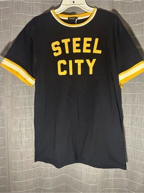 Steel City Black Tee with Yellow Trim